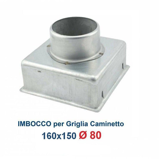 Inlet for 16x15 Grill, diameter 80mm, Adapter Connection for Fireplace Nozzle