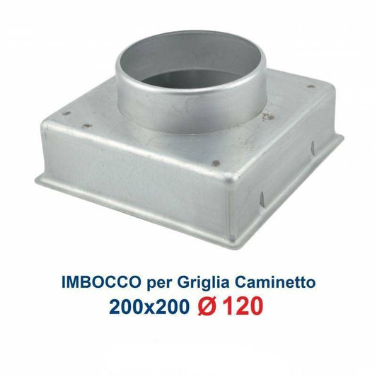 Inlet for 20x20 Grill, diameter 120mm, Adapter Connection for Fireplace Nozzle