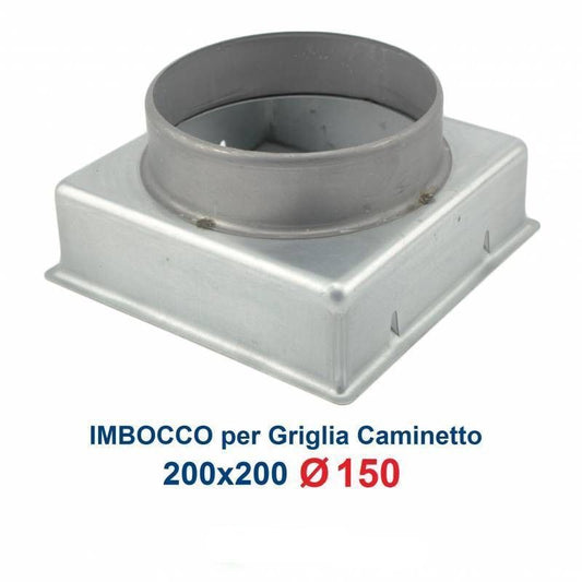 Inlet for 20x20 Grill, diameter 150mm, Adapter Connection for Fireplace Nozzle