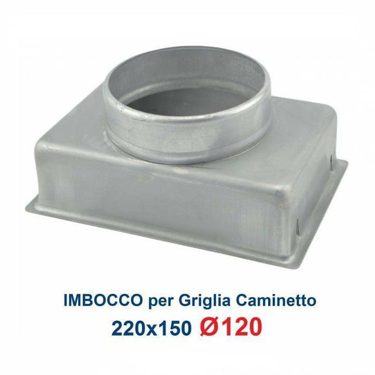 Inlet for 22x15 Grill, diameter 120mm, Adapter Connection for Fireplace Nozzle