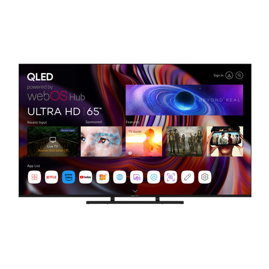 INNOHIT SMART TV 65" 4K UHD QLED BORDERLESS WEBOS THINQAI MAGIC REMOTE CENTRAL STAND