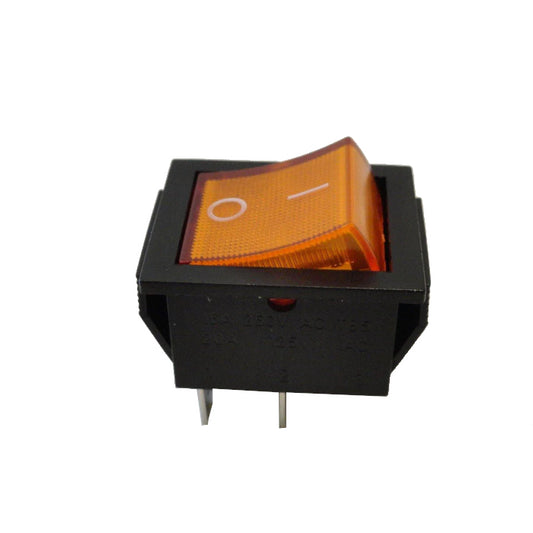 Yellow illuminated double pole switch - 22x30 mm 20 a 4c