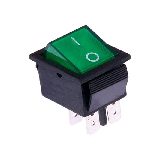 GREEN illuminated double-pole switch - 22x30 mm 20 A 4 C