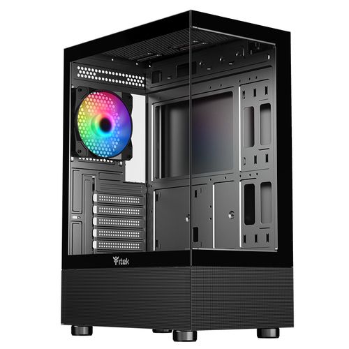 ITEK CASE SHOWBUI 33B, GAMING TOWER ATX, 12CM ARGB FAN, USB3, SIDE FRONT PANEL TEMP GLASS