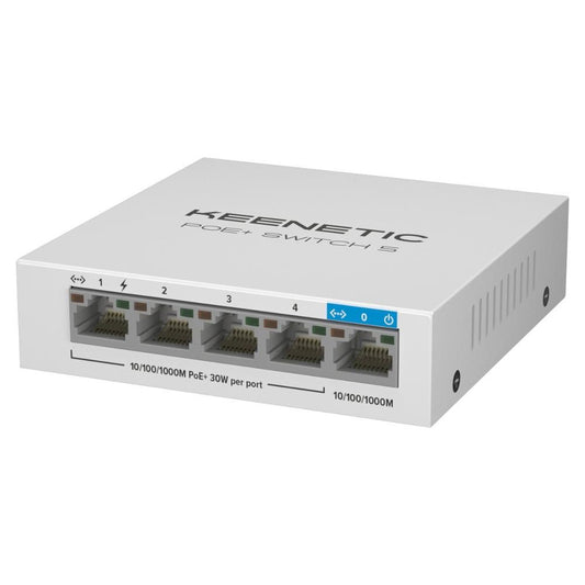 KEENETIC POE+ SWITCH 5 (KN-4610), 1 PORT 1GBPS SWITCH + 4 PORTS 1 GBPS POE+, 30 W 802.3af/at (PoE+)