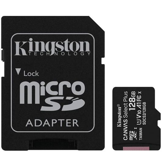 KINGSTON MICRO SDHC 128GB CANVAS SELECT 80R CL10 UHS-I WITH ADAPTER