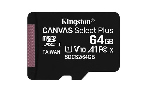 KINGSTON MICRO SDHC 64GB CANVAS SELECT 80R CL10 UHS-I WITH SD ADAPTER