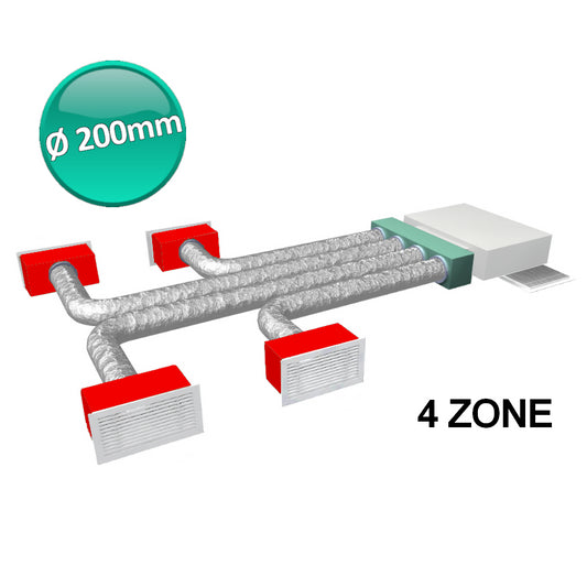 Complete accessory kit for 4-zone ducted system Ø 200 mm