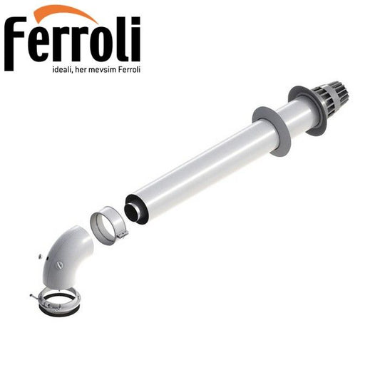 Kit completo aspirazione aria scarico fumi coassiale Ø 60/100mm orizzontale per scadabagno camera stagna