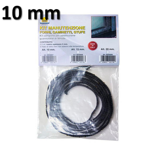 Pellet stove glass gasket kit, 10 x 3 mm, 2.5 m, self-adhesive tape
