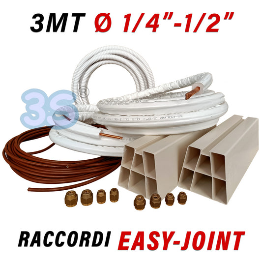 Air Conditioner Installation Kit - 3m 1/4'' + 1/2'' Copper Pipe with Floor Stands