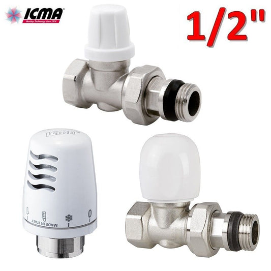 ICMA thermostatic kit - valve + holder + thermostatic head 1/2'' straight iron connection