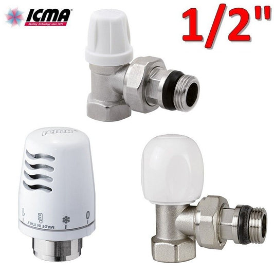 ICMA thermostatic kit - valve + holder + 1/2'' thermostatic head with iron connection