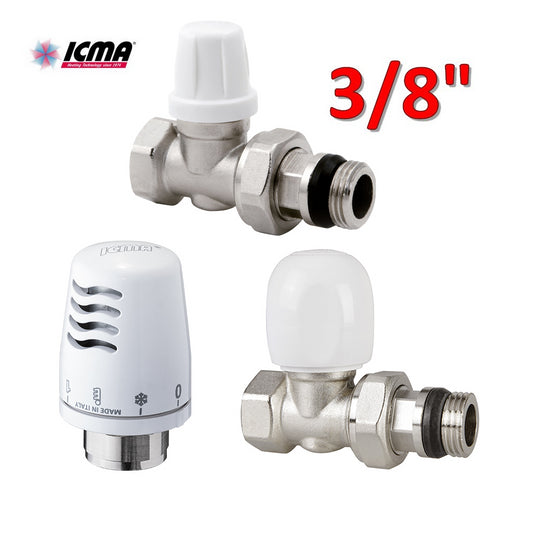 ICMA thermostatic kit - valve + holder + thermostatic head 3/8'' straight iron connection