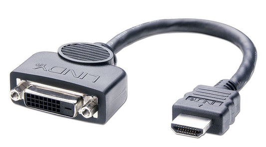 Lindy 41227 0.2m DVI-D HDMI Video Cable and Adapter Black