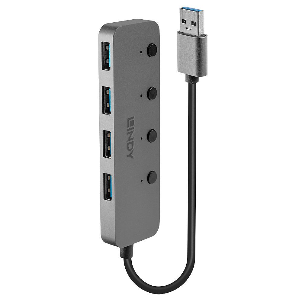 Lindy 43309 USB 3.2 Gen 1 (3.1 Gen 1) Type-A 5 Mbit/s Interface Hub Grey