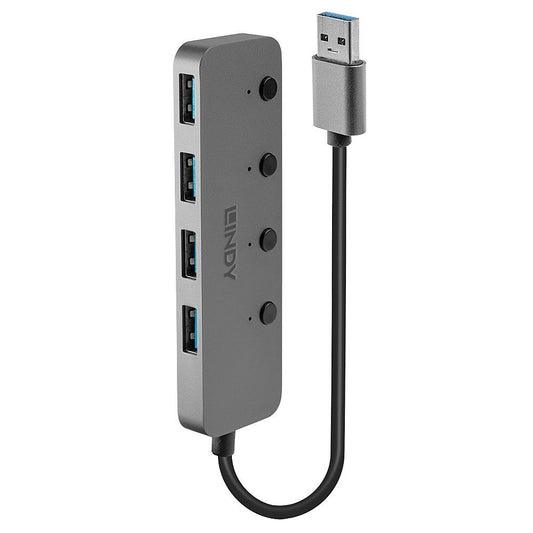 Lindy 43309 USB 3.2 Gen 1 (3.1 Gen 1) Type-A 5 Mbit/s Interface Hub Grey