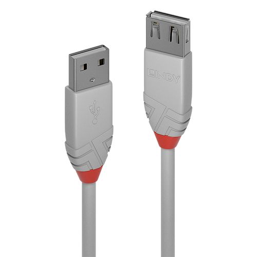 LINDY CABLE 0.5M USB 2.0 KABEL AM / AF, COOL GRAY