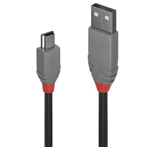 LINDY 1M USB 2.0 CABLE KABEL A/MINI-B, ANTHRA