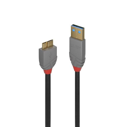 LINDY ANTHRA LINE USB CABLE 3.0 TYPE A MALE TO MICRO B MALE 1 MT TRIPLE SHIELDED PVC SHELL 10 YEAR WARRANTY