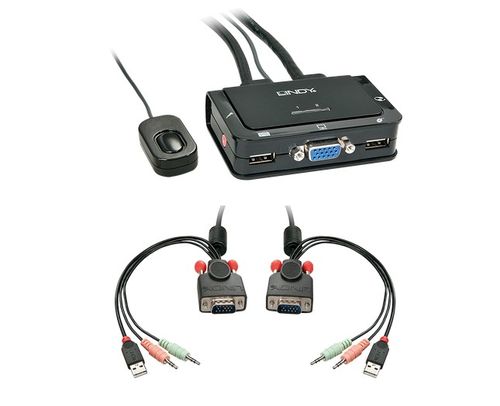 LINDY COMPACT SWITCH KVM VGA 2 PORTS USB 2.0 AUDI