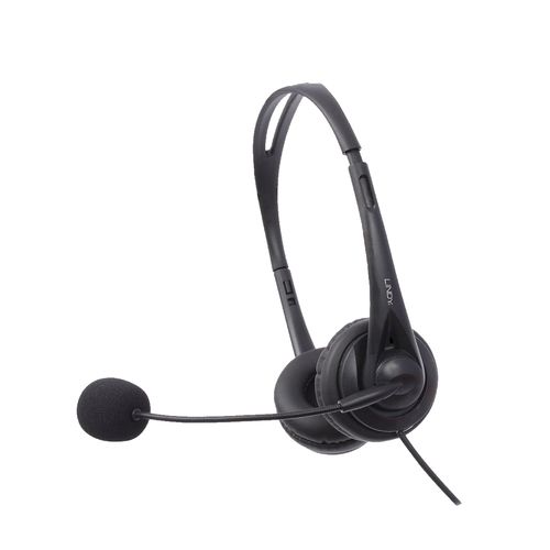 LINDY USB HEADPHONES WITH BUILT-IN MICROPHONE, IN-LINE VOLUME AND MUTE CONTROL, 1.5M USB CABLE