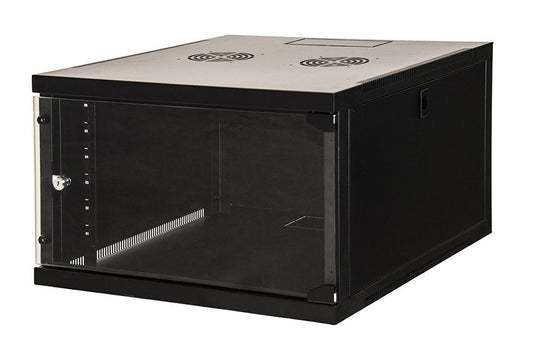 LINK 19" RACK CABINET 6 UNITS WALL MOUNTED (H)350X (W)540 X DEPTH 600 MM. BLACK COLOR GLASS DOOR