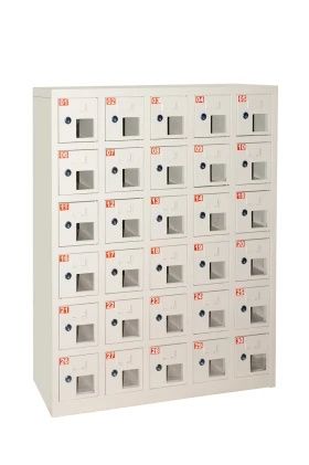 LINK BOX 30 METAL CELL PHONE STORAGE UNITS WITH WINDOW, KEY LOCK, MEASURES 110.5X23X90
