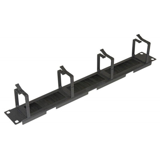 LINK CABLE GUIDE STRIP, 19" CABINETS 4 RINGS, CABLE PASSAGE HOLE AND DUST SPACE BLACK METAL