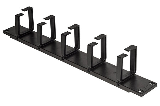 LINK CABLE GUIDE STRIP FOR 19" CABINETS (1 UNIT) BLACK WITH 5 REMOVABLE RINGS