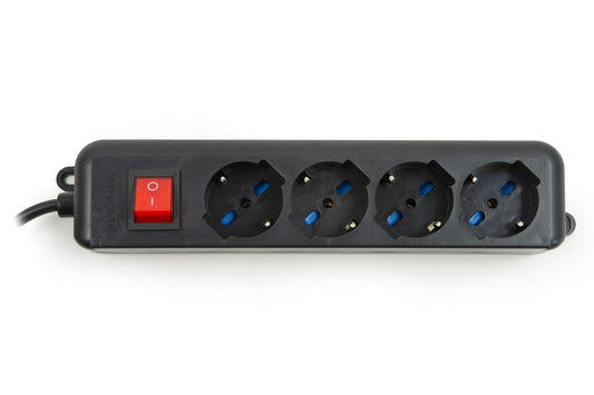 LINK MULTI-SOCKET 4 UNIVERSAL SOCKETS ITA/SCHUKO 10/16 A - 16 A PLUG WITH BLACK SWITCH