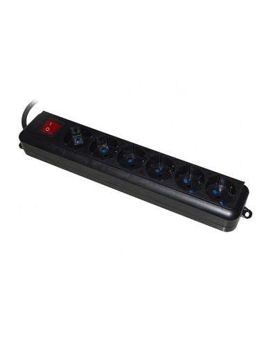 LINK MULTI-SOCKET 6 UNIVERSAL SOCKETS ITA/SCHUKO 10/16 A - 16 A PLUG WITH BLACK SWITCH