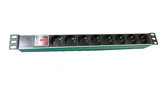 LINK 19" RACK MULTI-SOCKET, 8 SCHUKO SOCKETS WITH 16A SCHUKO PLUG SWITCH