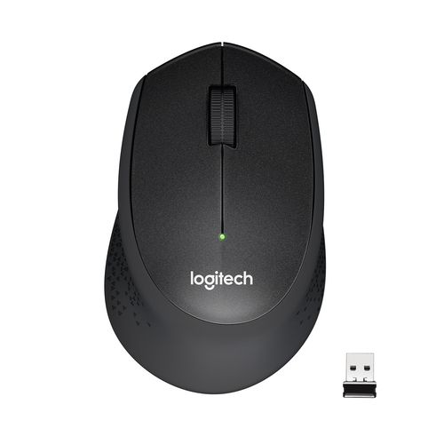 LOGITECH MOUSE M330 WIRELESS ERGONOMIC, 2 BUTTONS BLACK