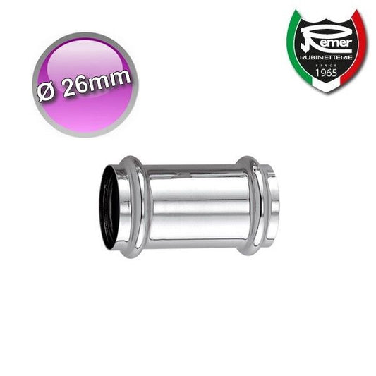 CONNECTOR SLEEVE, in chromed brass, Ø 26 mm