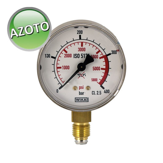 0-400 Bar pressure gauge for nitrogen, 1/4 connection with gasket
