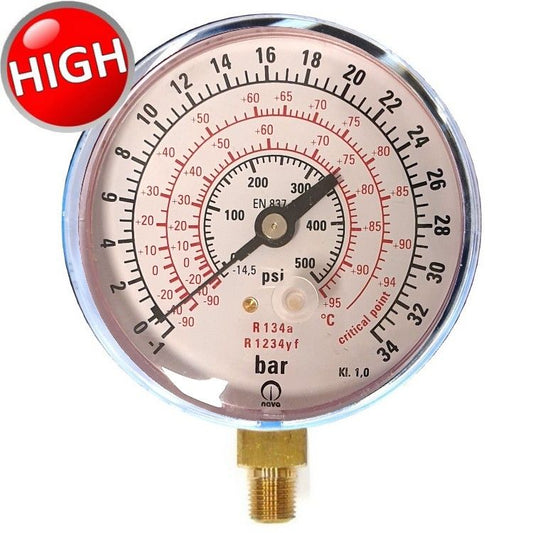 High pressure gauge specifically for R134A - R1234YF gas in motor vehicles
