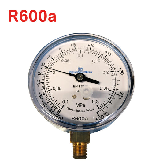 Low pressure gauge for R600a refrigerant gas