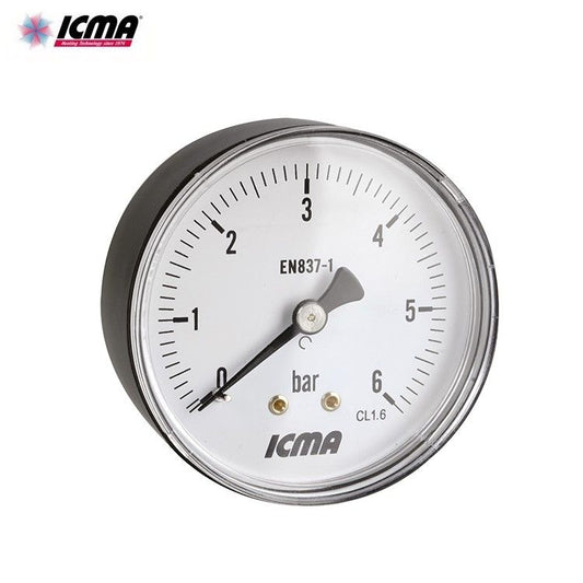 ABS pressure gauge with rear connection Ø 1/4'' 0-10 BAR - ICMA