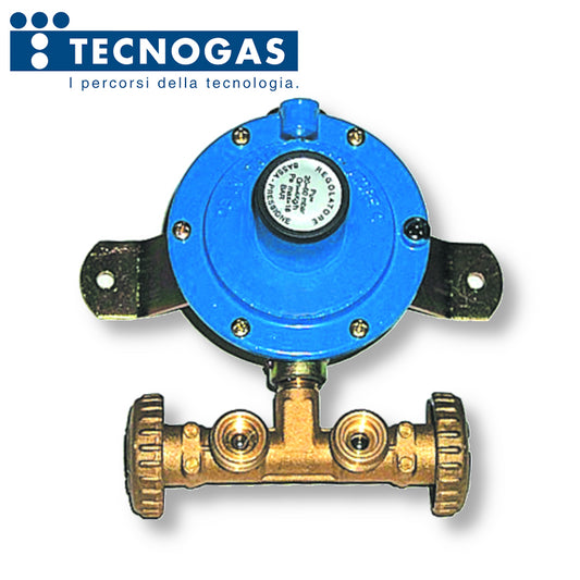 Minicentralina GPL per 2 bombole con regolatore pressione, portata 10 Kg - uscita 1/2'' F