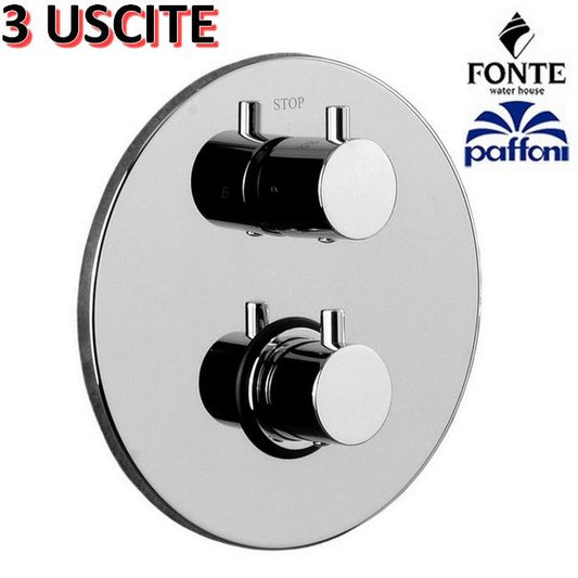 Built-in thermostatic shower mixer with 3-way diverter - LIQ019 CR LIGHT Paffoni round plate