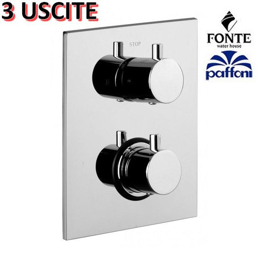 Built-in thermostatic shower mixer with 3-way diverter - LIQ519 CR LIGHT Paffoni rectangular plate