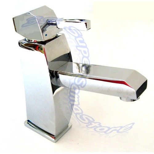 Curved basin mixer with square lever