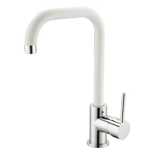 Kitchen sink mixer with swivel spout, satin white finish - FLORIDA