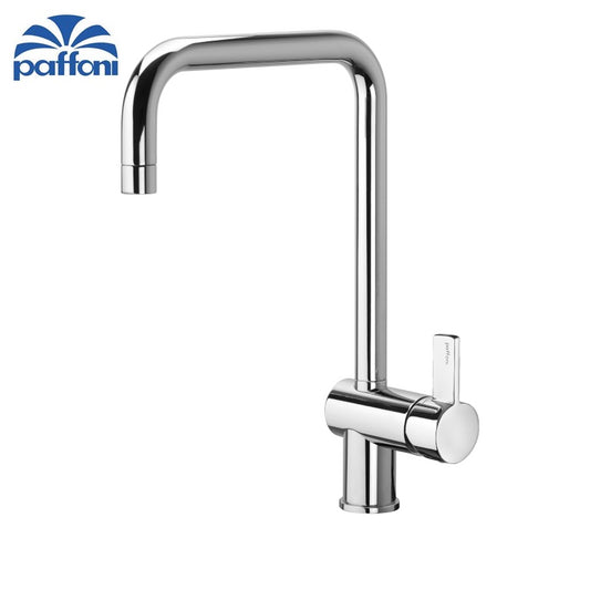 Single-hole kitchen sink mixer with swivel spout and cylindrical shower - ROCK Paffoni