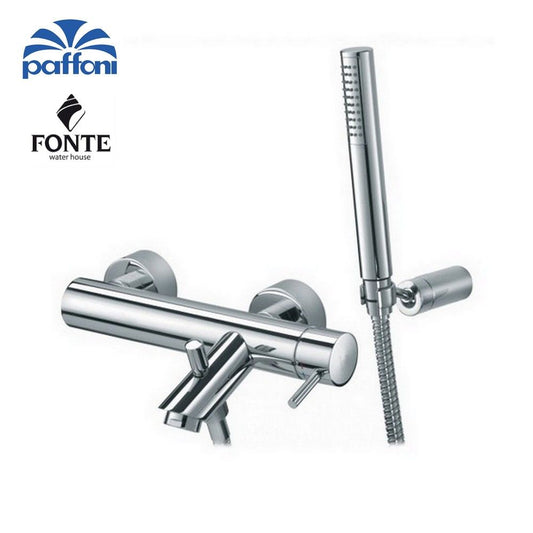 EXTERNAL BATH MIXER WITH DUPLEX ADJUSTABLE SHOWER LIGHT PAFFONI FONTE LIG023 CR