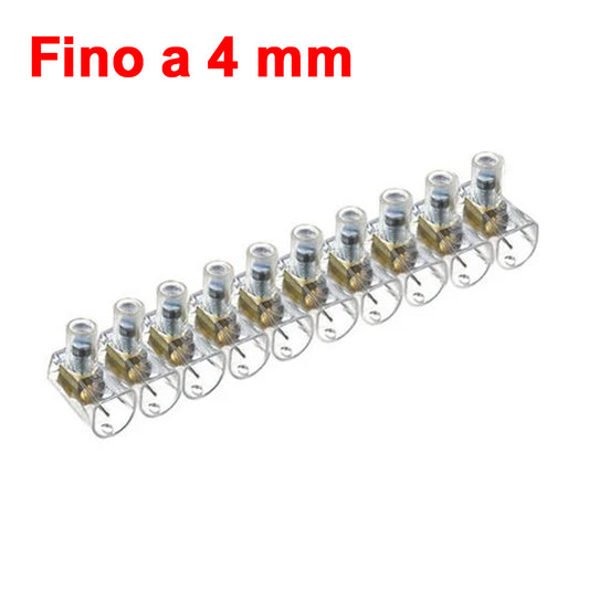 Morsetto cappellotto volante unipolare barretta 10 poli Ø massimo 4mm