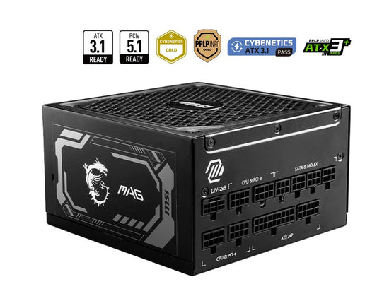 MSI POWER SUPPLY MAG A1000GL PCIE5, EU, 1000W, FULLY-MODULAR, 80 PLUS