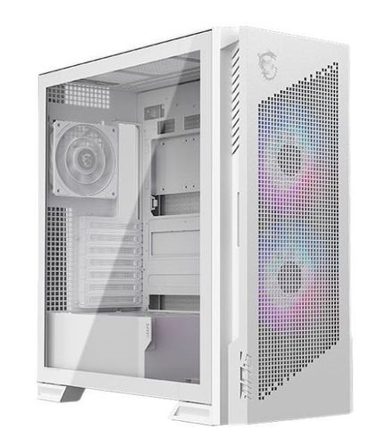 MSI WHITE MID TOWER CASE, 2 USB, 1 TYPE-C, 2X160MM ARGB FAN, 1X120MM NO-ARGB FAN, ARGB+PWM CONTROL