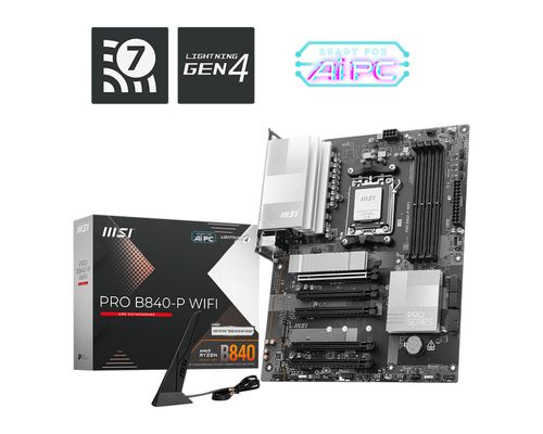 MSI MB PRO B840-P WIFI ,B840,AM5,4DDR5,5PCI-Ex16,2M.2,4SATA3,2USB10G,5USB5G